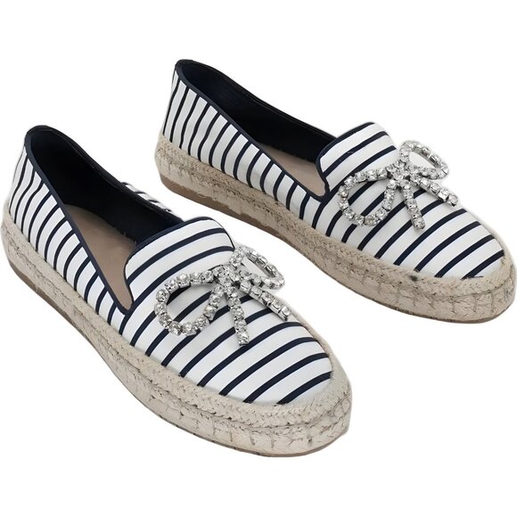 On 34th Jaylaa Striped Espadrille Flats Navy with Bow US 7M - Picture 4 of 6